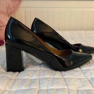 Black patent leather heels